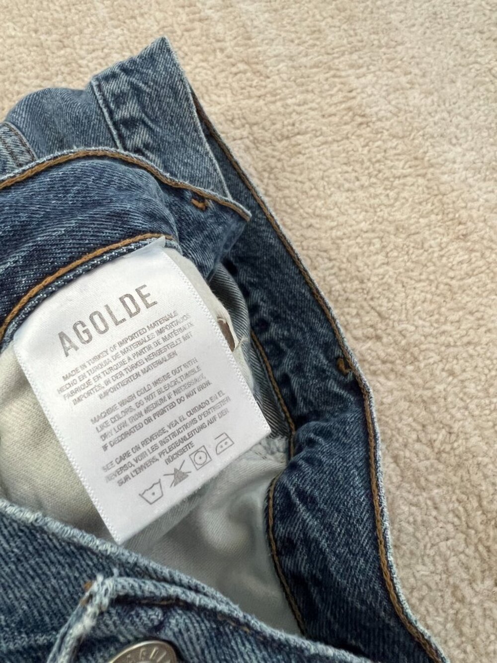 Agolde Riley High Rise Crop Jeans 27 Blue Distressed - Picture 10 of 11